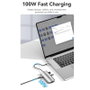Vention Docking Station TQDHB con HDMI 4K, 3x USB y USB Tipo-C PD, Gris